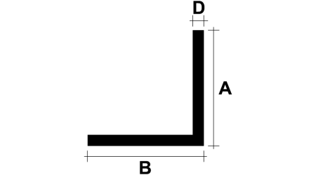 Afmetingen hoekprofiel 2D tekening hoekprofiel